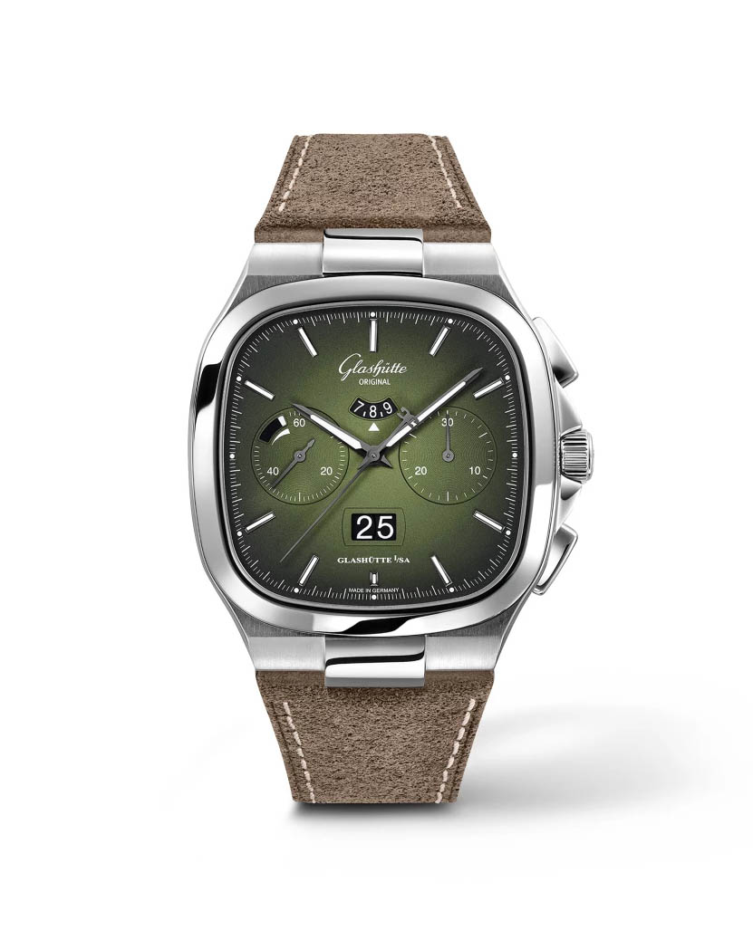 Seventies Chronograph Panoramadatum oliv - Glashütte Original
